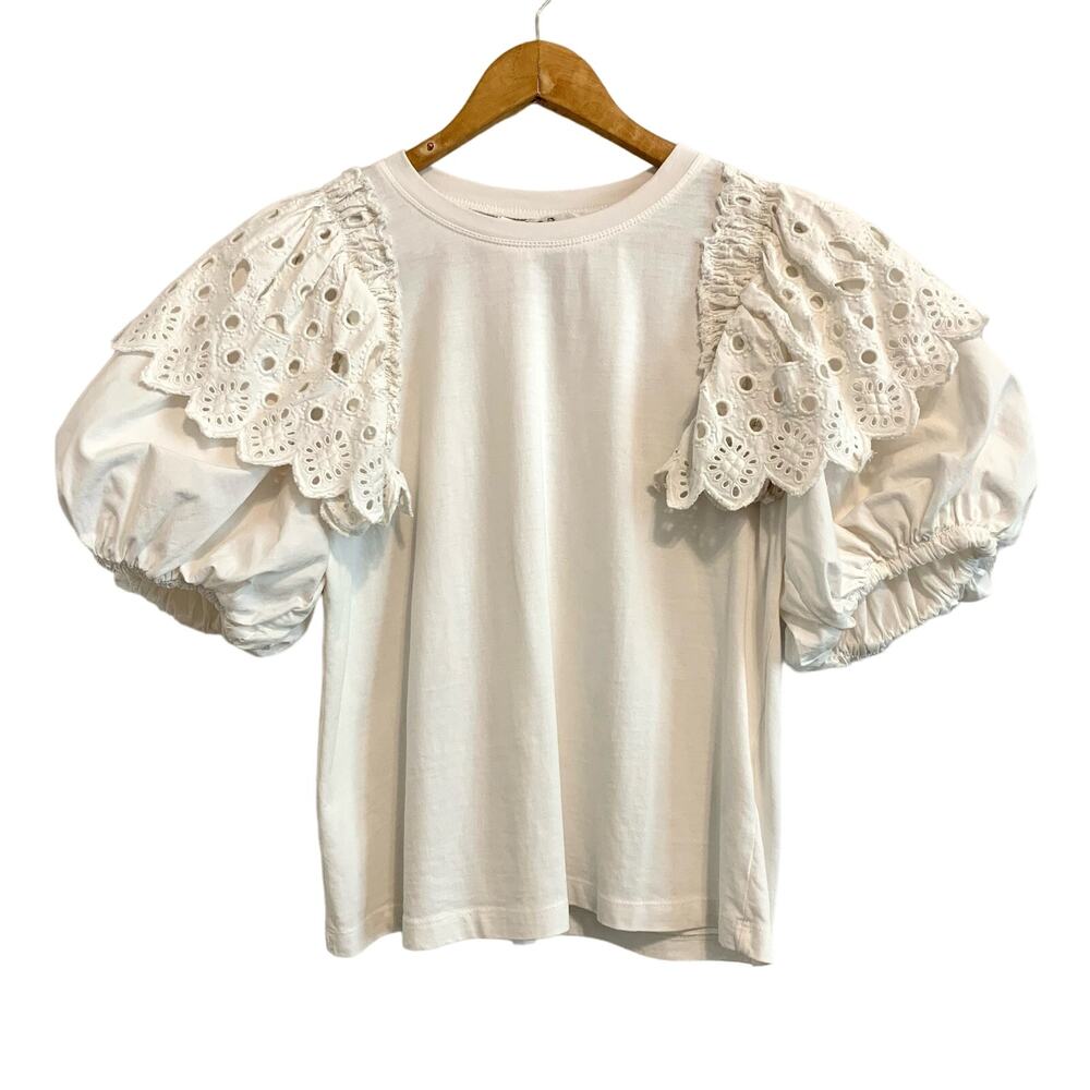 Sea New York Hazel Cream Eyelet Puff Sleeve Top - Picture 2 of 9